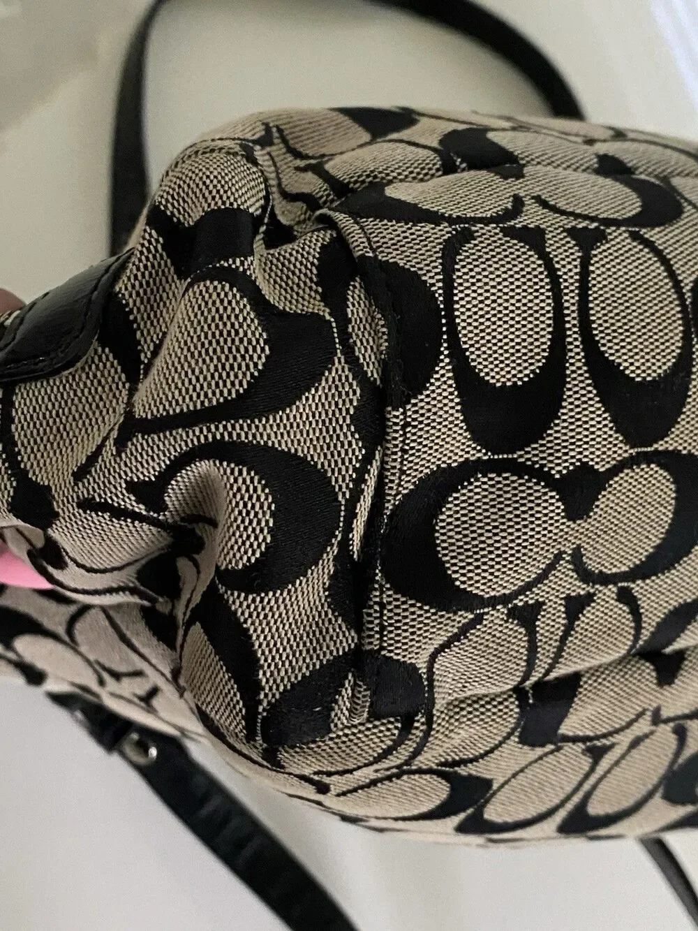 Coach Gallery Signature Tote In Black And Gray Jacquard Canvas